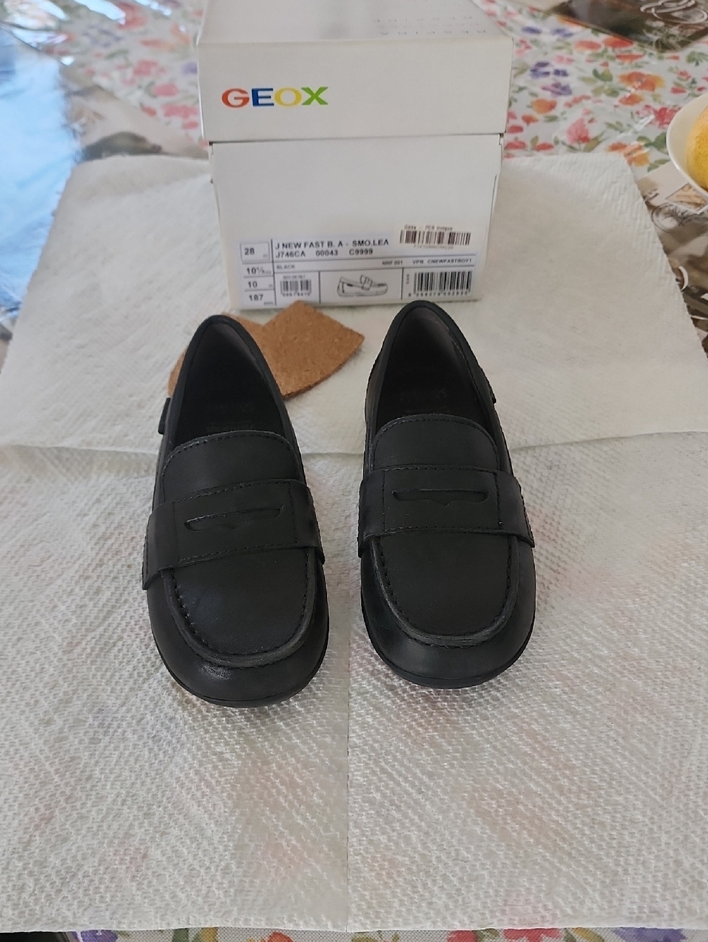 Geox Black Kids Leather Penny Loafers